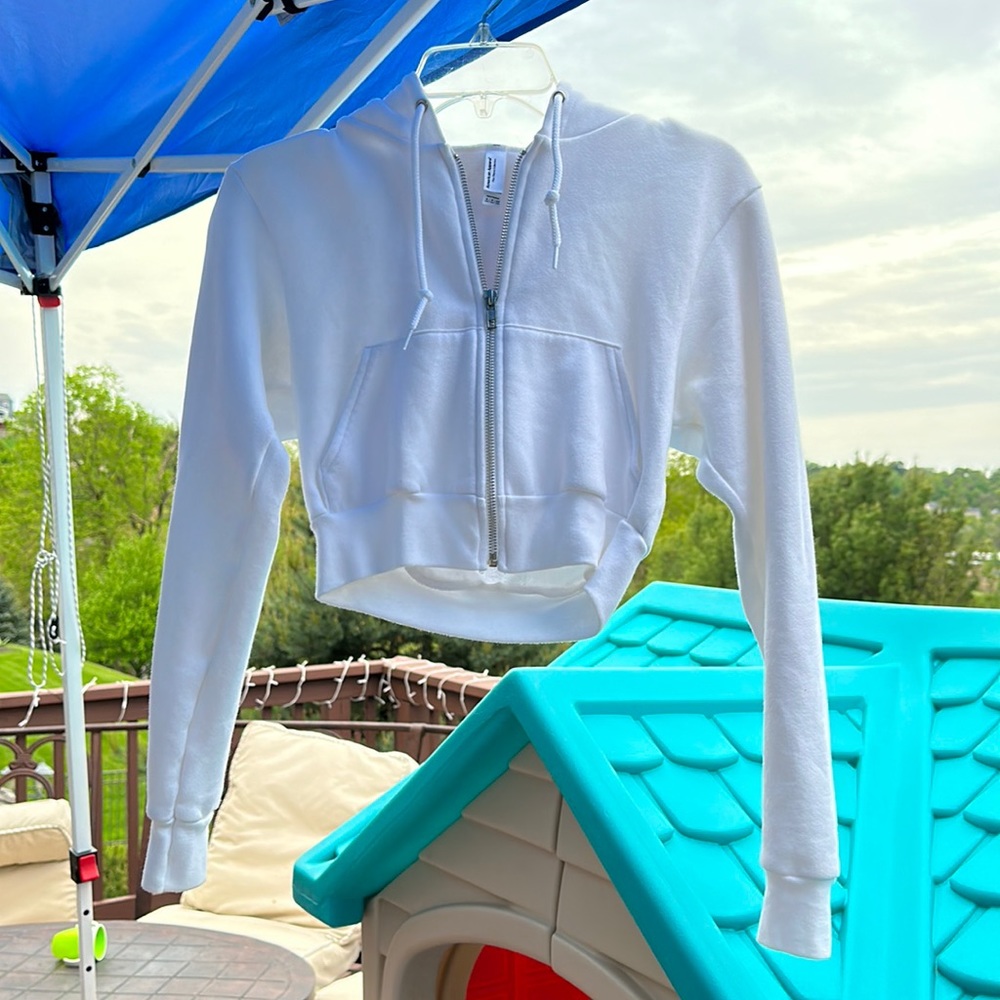 White cropped hoodie, has never been worn